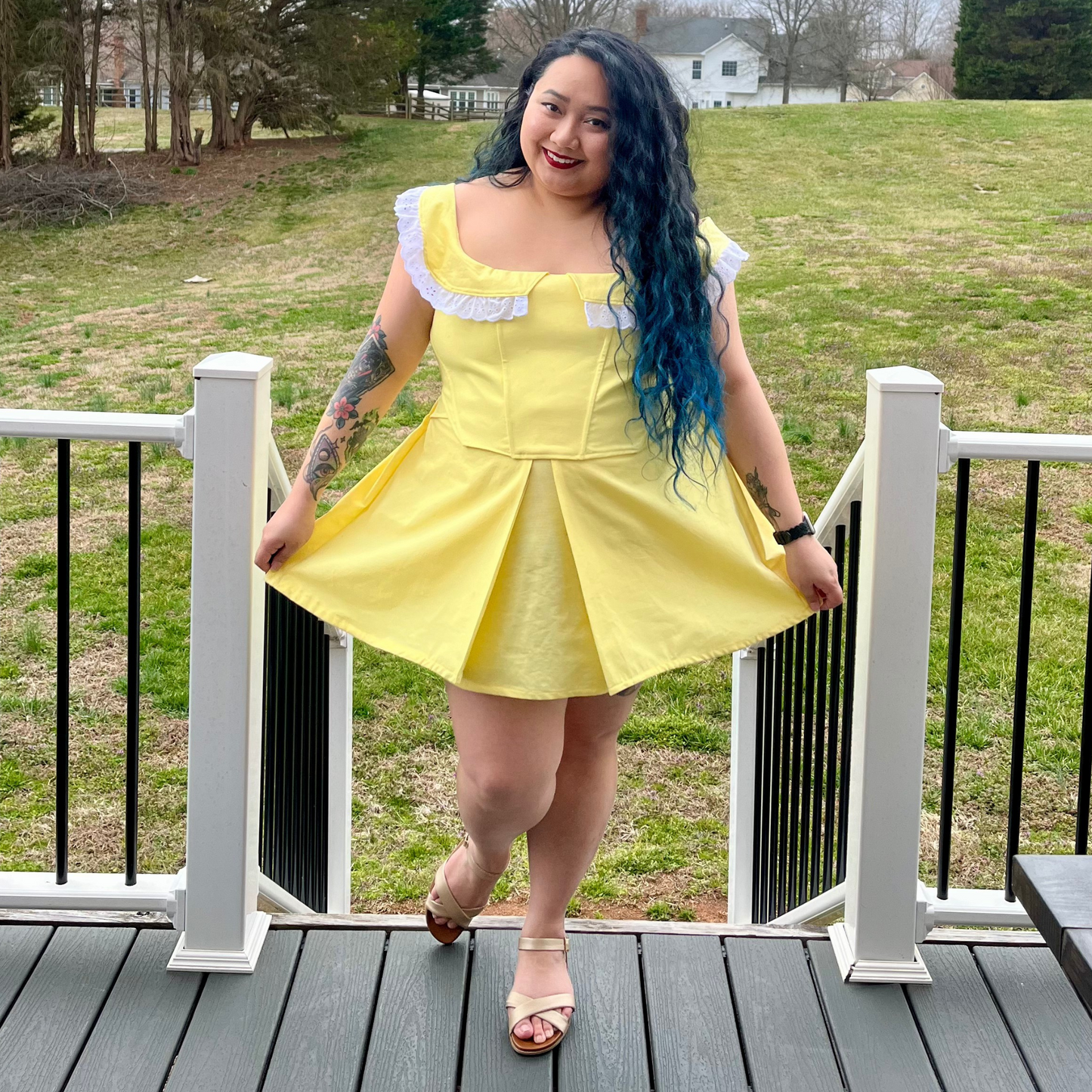 The Tiffany Set, Casstastrophe, Shop Casstastrophe, Casstastropheshop.com, yellow corset and skirt set