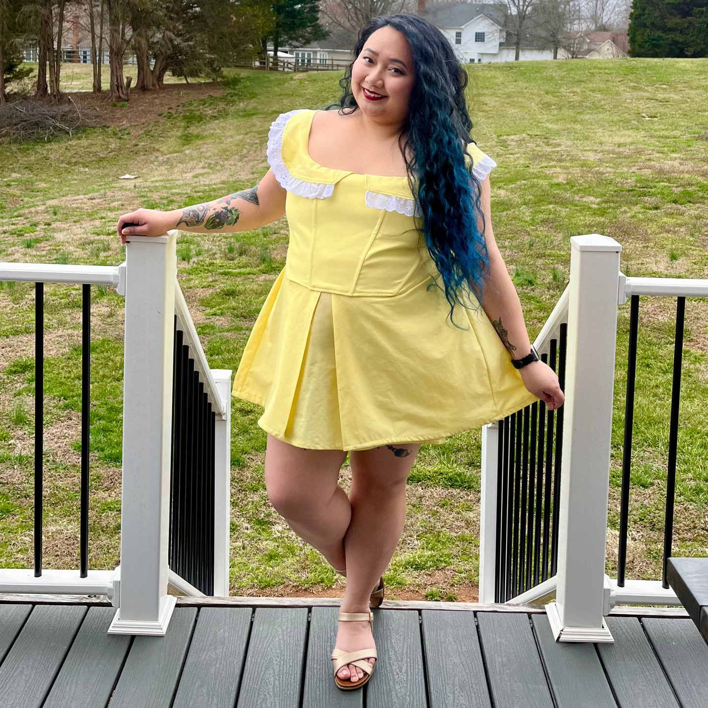 The Tiffany Set, Casstastrophe, Shop Casstastrophe, Casstastropheshop.com, yellow corset and skirt set