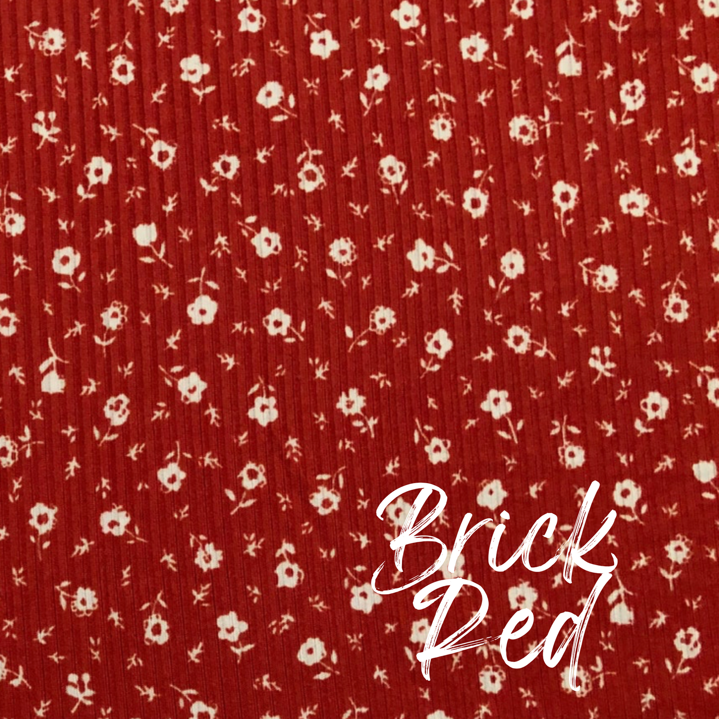 brick red floral ribbed fabric