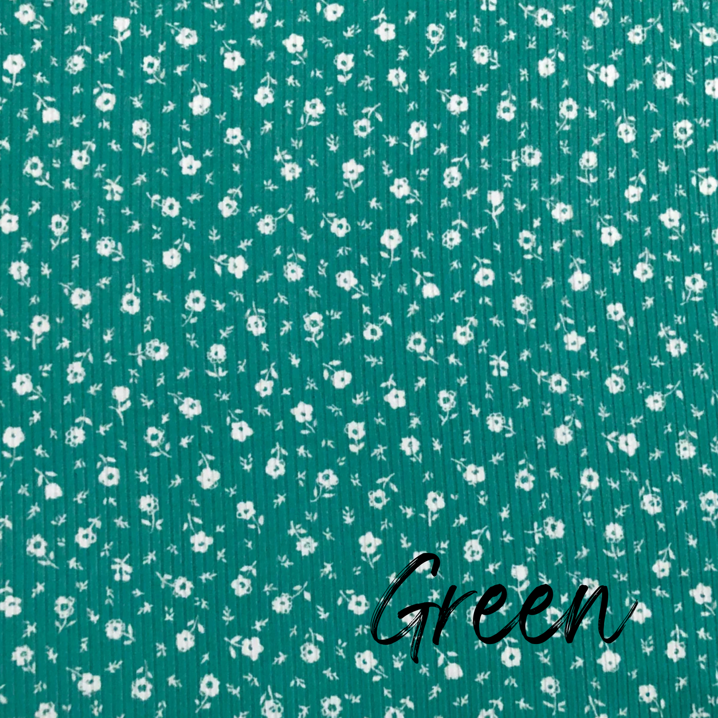 green floral ribbed fabric