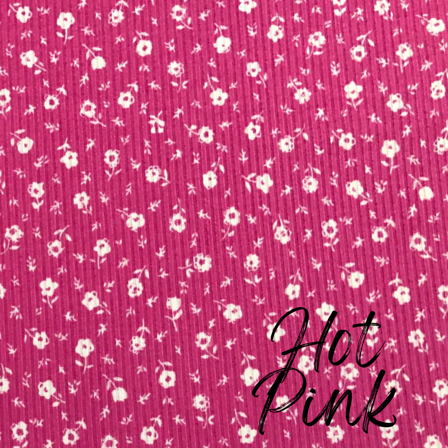 hot pink floral ribbed fabric