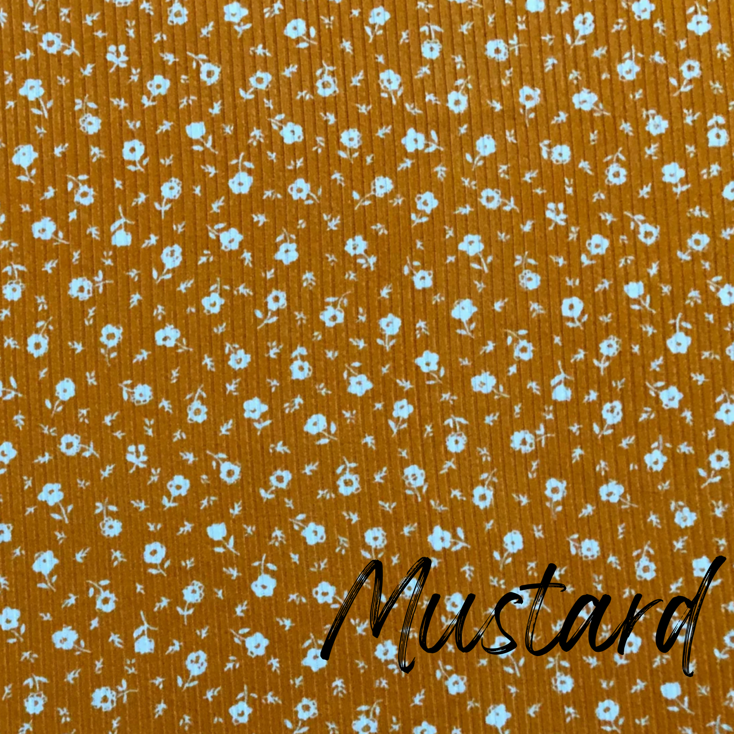 mustard floral ribbed fabric
