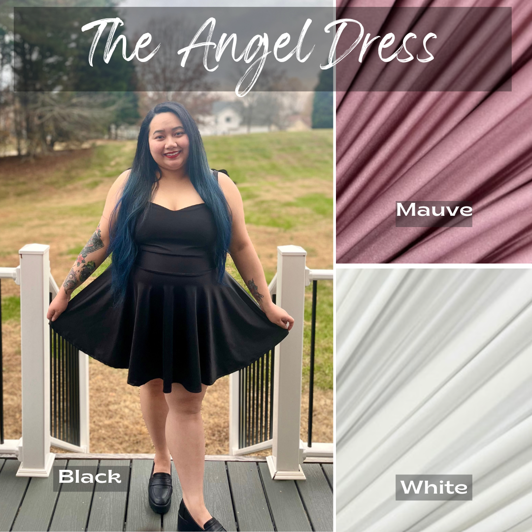 The Angel Dress, casstastrophe, shop casstastrophe, casstastropheshop.com, black, mauve, white