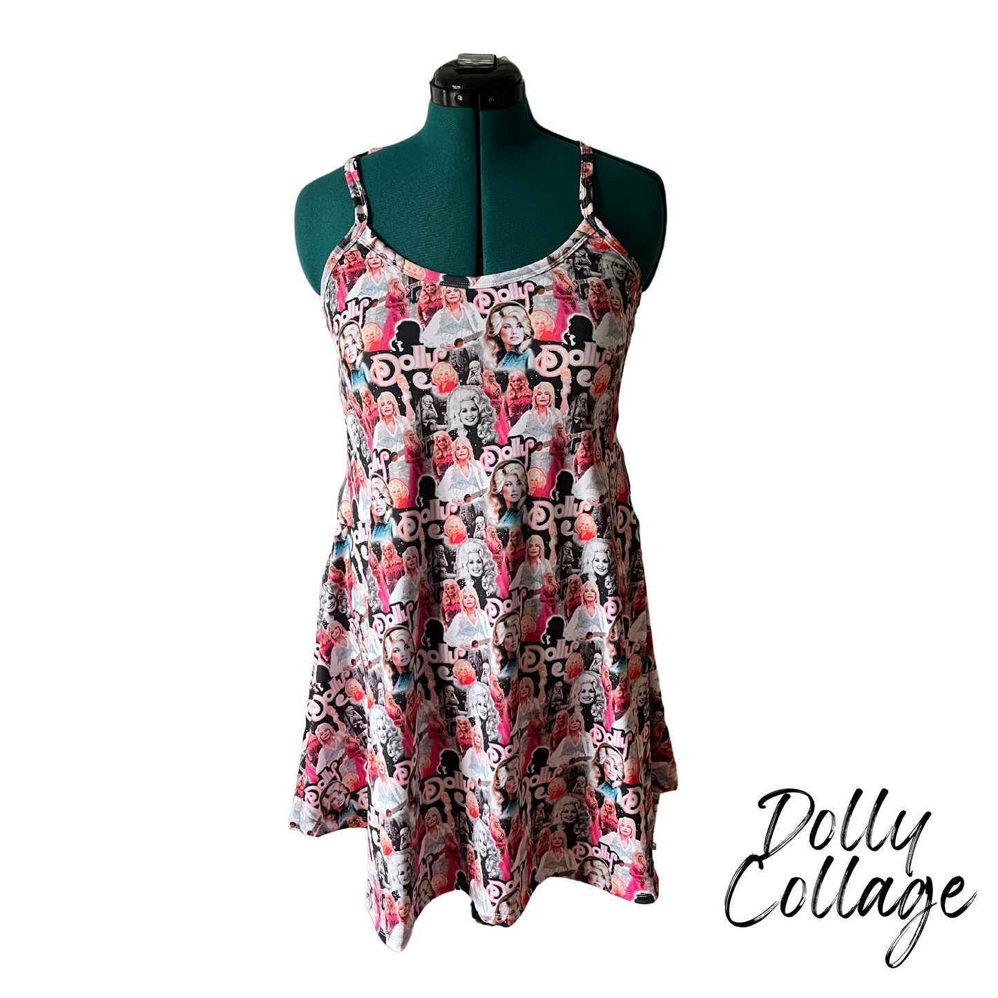 The Malibu Dress - Dolly Collage Print - Ready to Ship