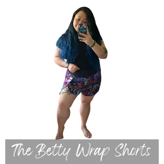 The Betty Wrap Shorts, Twilight Garden, Size M & L - Ready to Ship