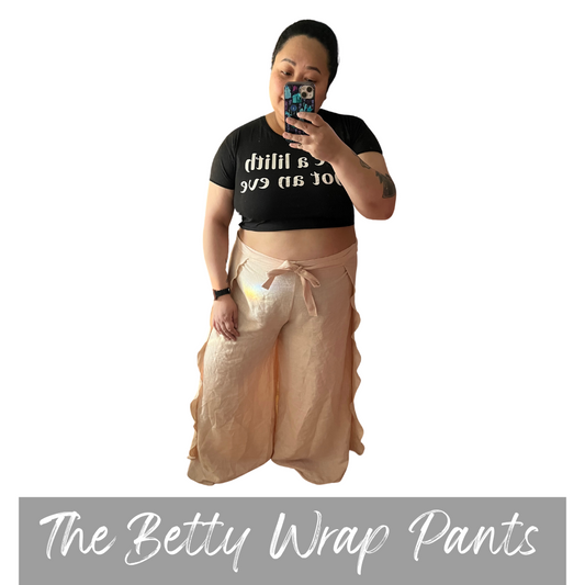 The Betty Wrap Pants, Peach Linen, Size 2XL - Ready to Ship