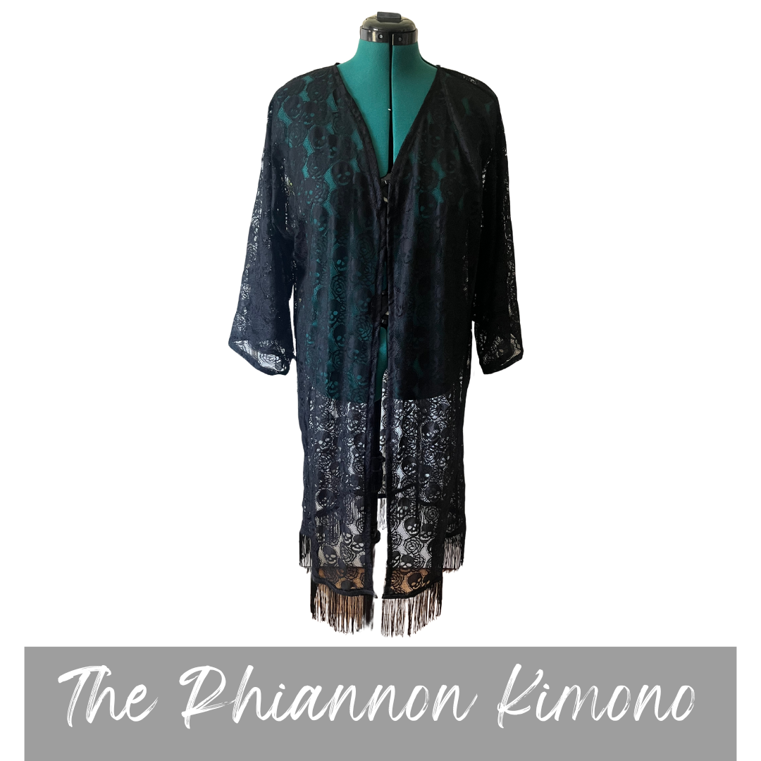 The Rhiannon Kimono - Sheer Skulls - S/M - RTS