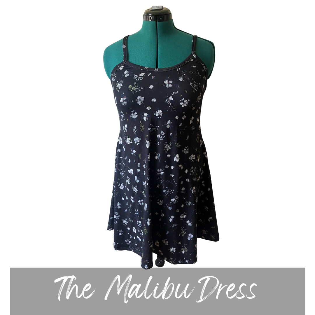 The Malibu Dress - Dark Floral Print - Small - Ready to Ship