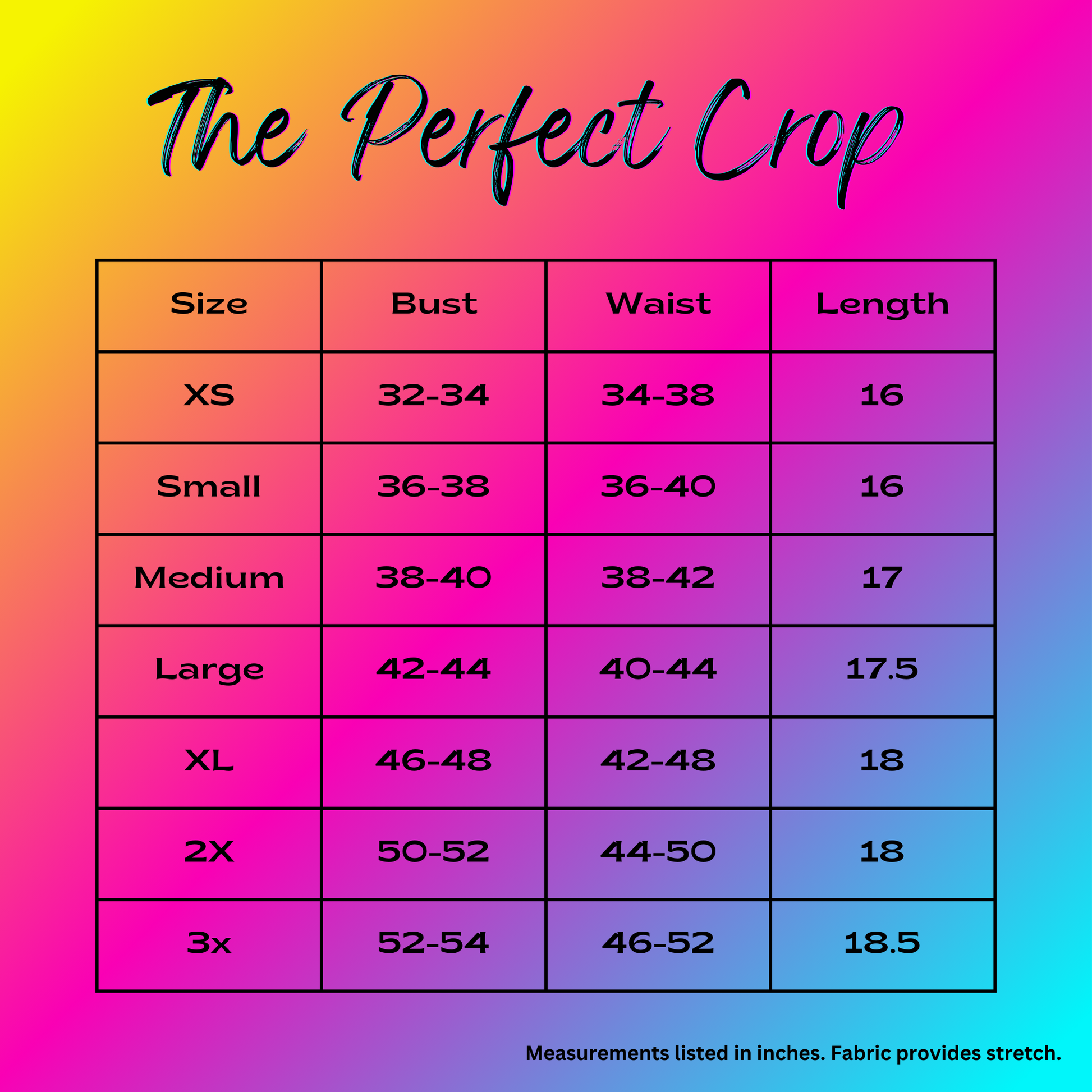 the perfect crop size chart