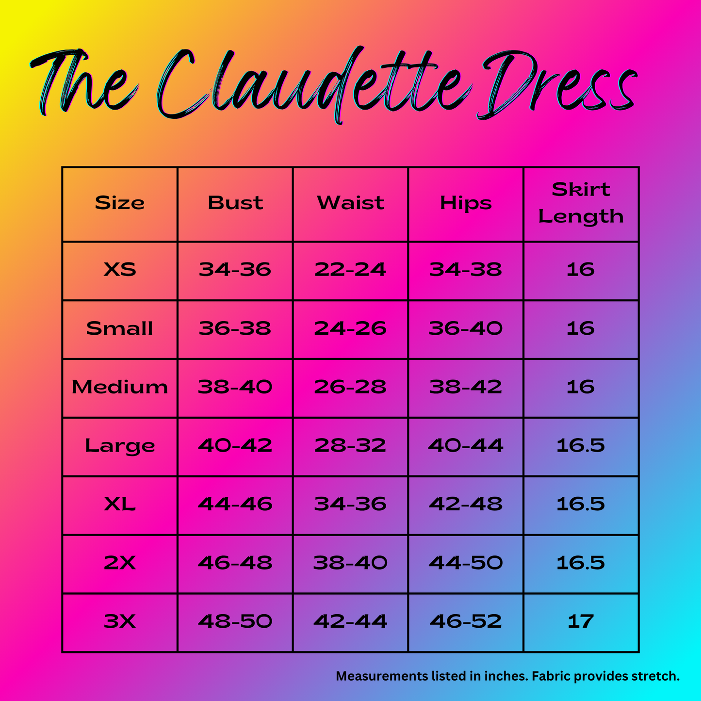 size chart