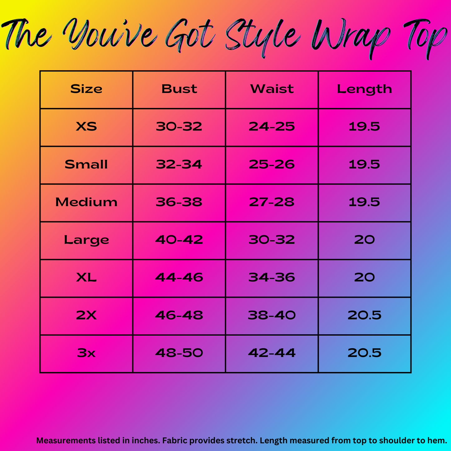 size chart