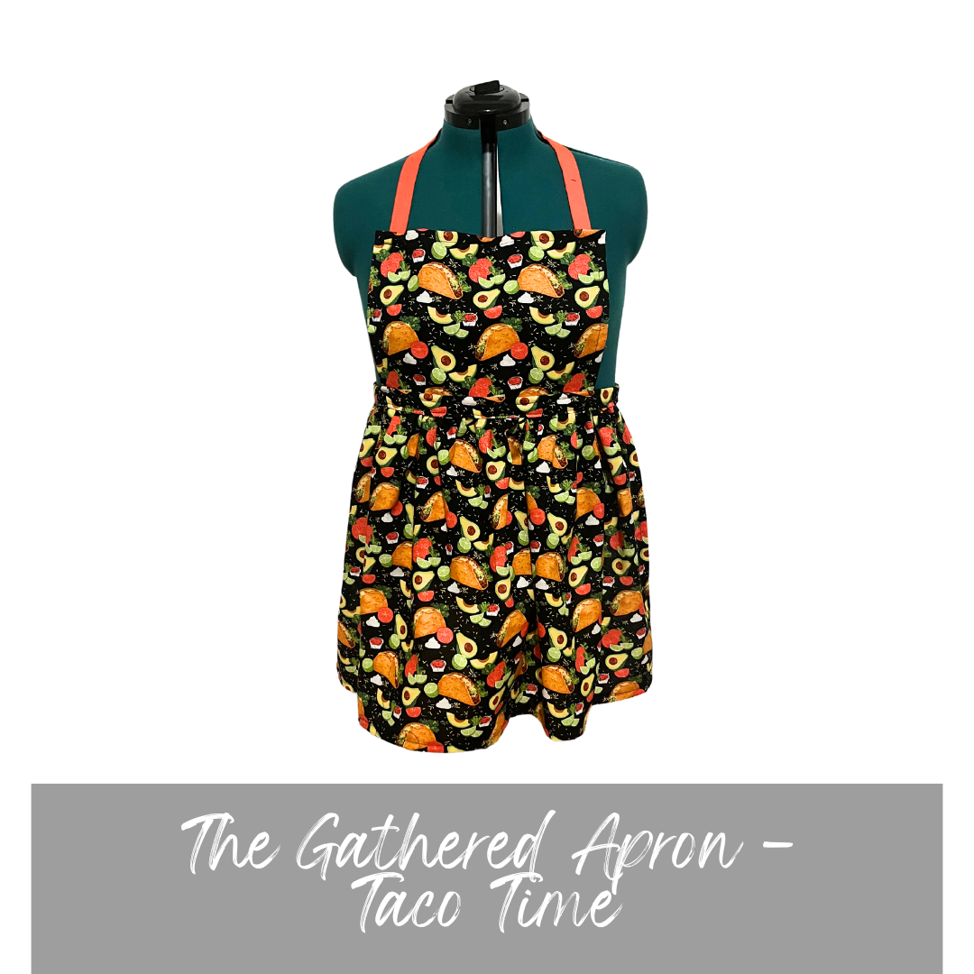 Casstastrophe, Shop Casstastrophe, casstastropheshop.com, apron with gathered skirt, taco print