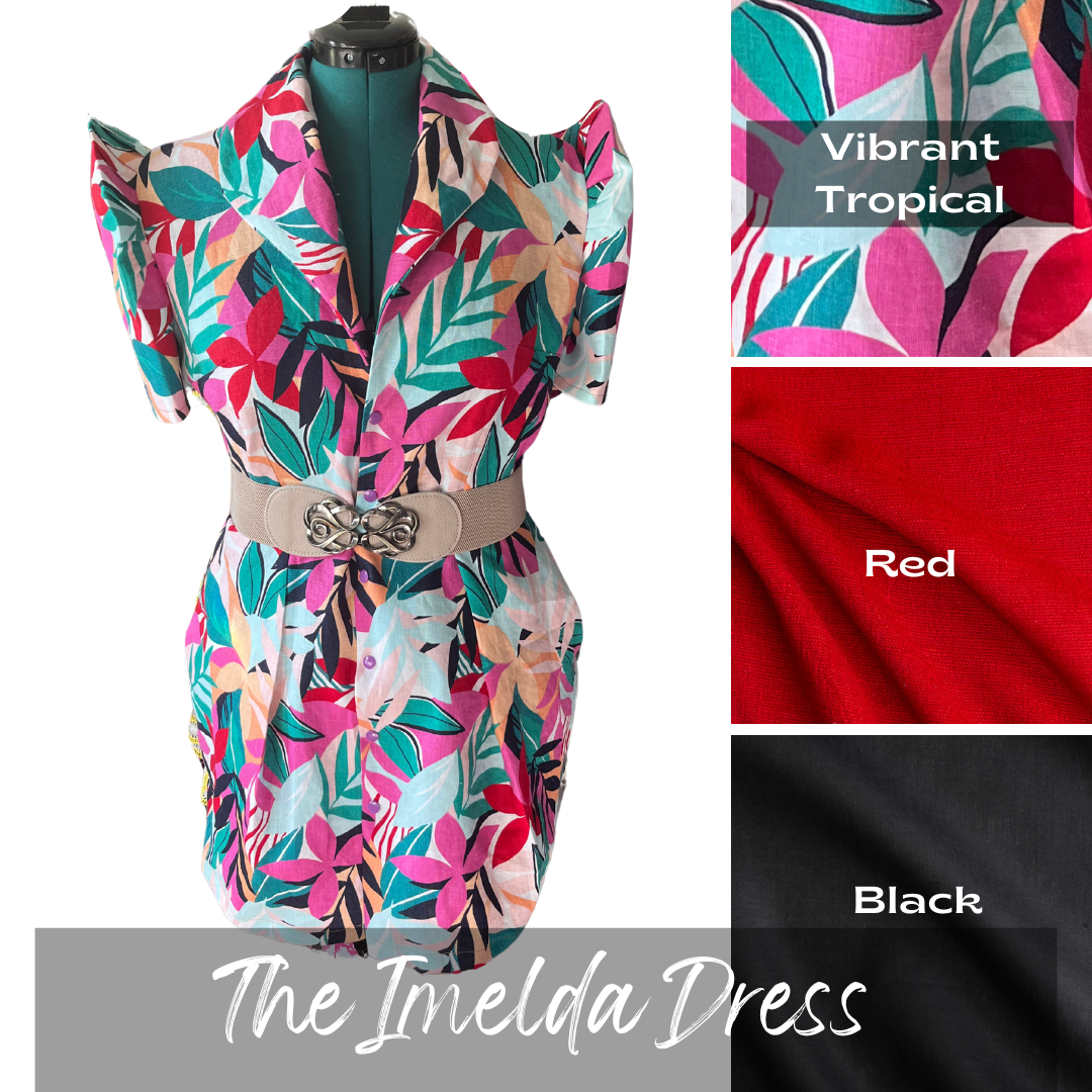 The Imelda Dress, button down linen shirt dress with Filipiniana sleeves, Casstastrophe, Shop Casstastrophe, casstastropheshop.com