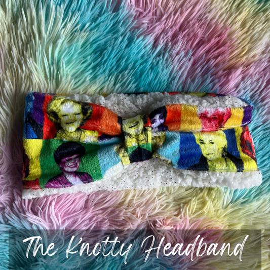 pop art golden girls print knotted headband ear warmer, Casstastrophe, Shop Casstastrophe, Casstastropheshop.com