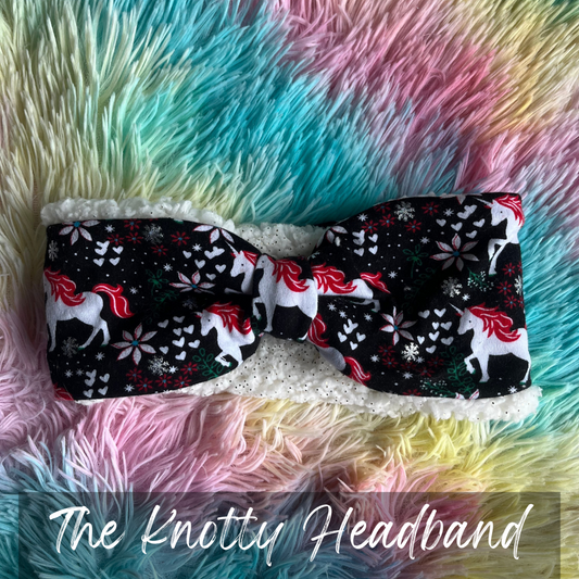winter unicorn print knotted headband ear warmer, Casstastrophe, Shop Casstastrophe, Casstastropheshop.com